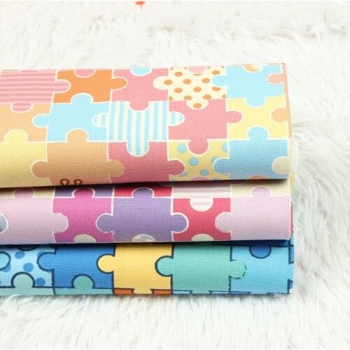 Half Meter Thick 100% Cotton Plain Weave Cloth Soft Cartoon Puzzle Print Fabric Garment Pajamas Children Cloth D30