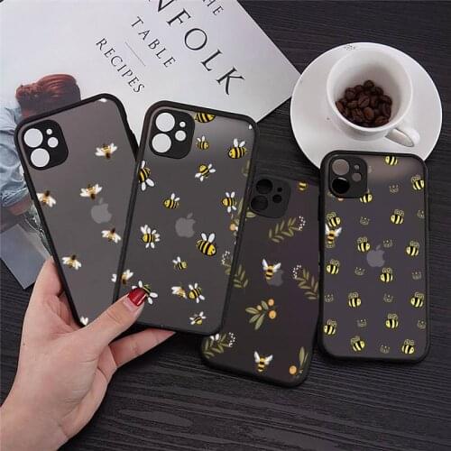 Cute animal cartoon bee Phone Case matte transparent For iphone 7 8 11 12 plus mini x xs xr pro max cover