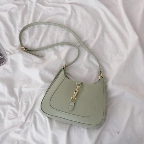 PU Leather Women Luxury Designer Handbags 2021 Shopper Bags Fashion French Style Solid Color Underarm Baguette Bag Shoulder Bags