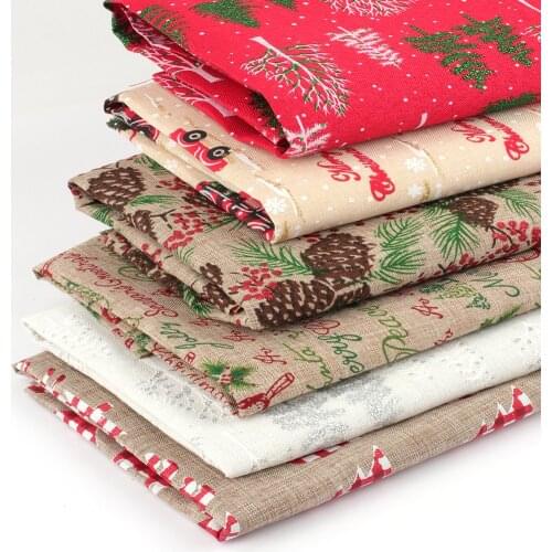Christmas Linen Glitter Fabric Pine Pattern Printed Cloth Sheet By The Meter For Sewing Home Textile DIY Crafts Supplie 45*145CM