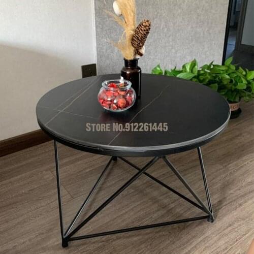 Nordic side table coffee table corner table iron art rock marble living room sofa side table simple modern creative small round