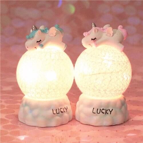Creative Resin Carton Night Light Dream Unicorn Vine Ball Table Light Bedside Lights Desktop DecorationToys Kids Birthday Gift