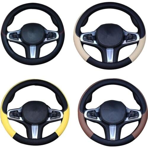 38cm Car Steering Wheel Cover, Universal Leather Steering Wheel Cover, Fit for All 99% Car Models Accessories