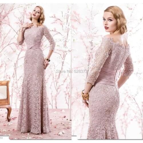 YNQNFS MD96 Elegant Boat Neck 3/4 Sleeves Mermaid Groom/Brides Mother Party Gowns Lace Mother of the Bride Dresses 2018