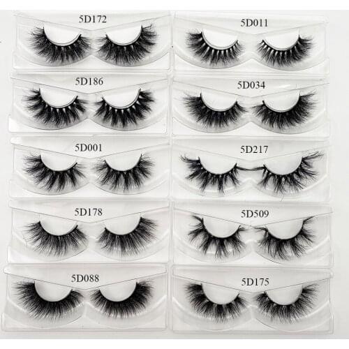 1Pair 5D Mink Eyelashes Natural Long Dramatic Volume Lashes Fluffy Curly Free Handmade False Eyelashes 3D Mink Vendors Make up