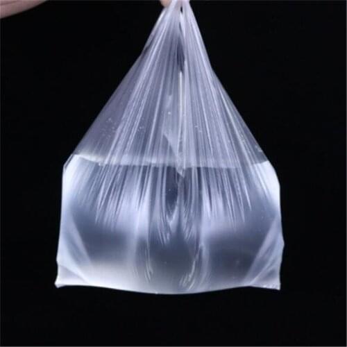 100 White Portable Transparent Plastic Bags Supermarket Shopping Bags Food Packaging Portable Plastic Bags