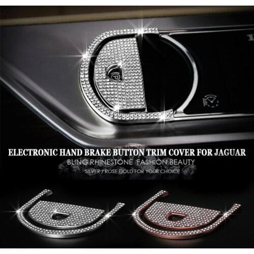 2Pcs/Set Diamond Car Electronic Hand Brake Button Trim Cover Sticker For Jaguar XF XJ XJL