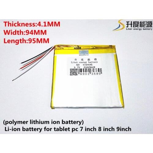3.7V,5500mAH 3 line(polymer lithium ion battery) Li-ion battery for tablet pc 7 inch 8 inch 9inch 419495 Free Shipping