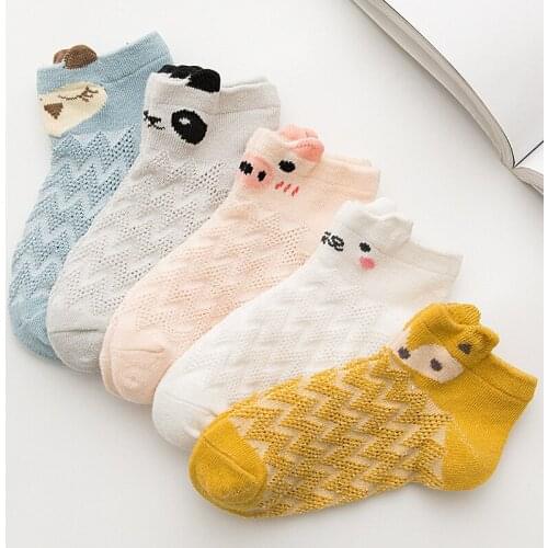 5Pairs/Lot Cute Kids Socks Funny Cartoon Animal Ears Short Socks Spring Summer Cotton Children Boys Girls Ankle Socks