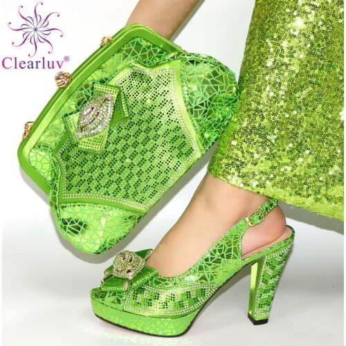 African Pointed Toe Shoes Decorated with Rhinestone African Shoes and Bags Matching Set Italian Shoes with Matching Bags 2020