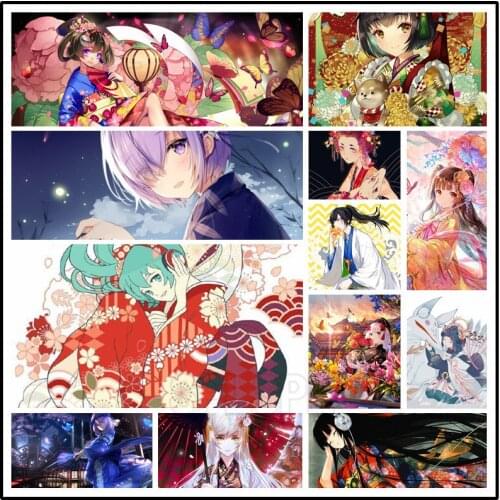 Diamond Painting Anime Japanese Anime Girl Wearing A Kimono During The Showa Period and The Heisei Period Bedroom Decor Pictures