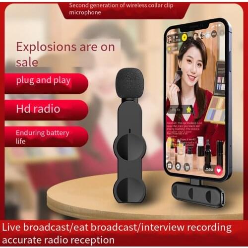 Wireless Lavalier Microphone Portable Audio Video Recording Mini Mic for IPhone Android Live Broadcast Gaming Phone Microfone