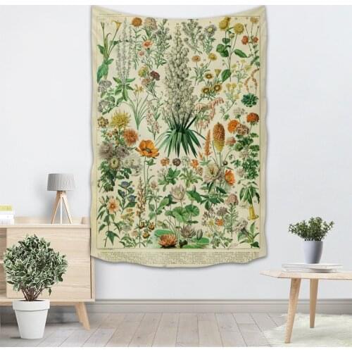 Botanical Wildflower Tapestry Wall Hanging Decor Tapestry Plants For Home Decoration Camping Tent Travel Sleeping Pad 0511