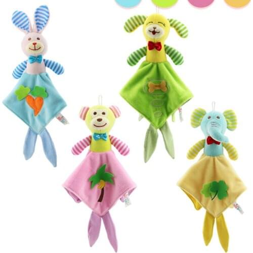 Baby Cartoon Animals Soft Plush Toys Sleeping Soother Towel Doll Dog Rabbit Elephant Comfort Towel Baby Mouth Towel