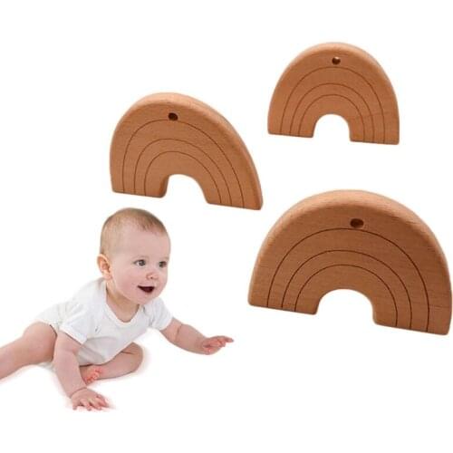 Baby Teether Wooden Rainbow Bridge Pacifier Pendants Beech Chewing Teething Molar Toys Gym Accessories