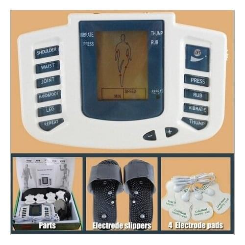 JR-309 Electrical Stimulator Full Body Relax Muscle Therapy Massager,Pulse tens Acupuncture with therapy slipper+ 4pads Russian