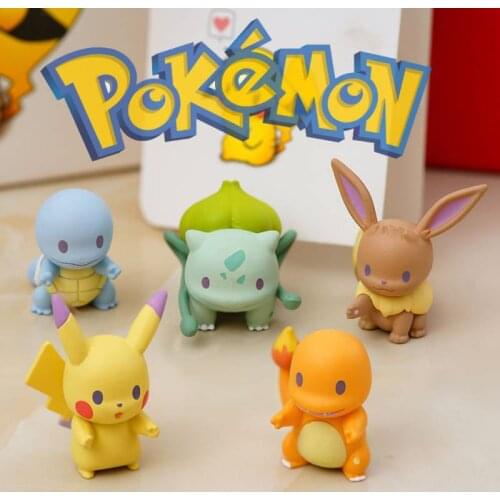 Pokemon Pikachu Eevee Slowpoke Piplup Psyduck Rowlet Anime Figure Action Figura Collection Model Toys For Kid
