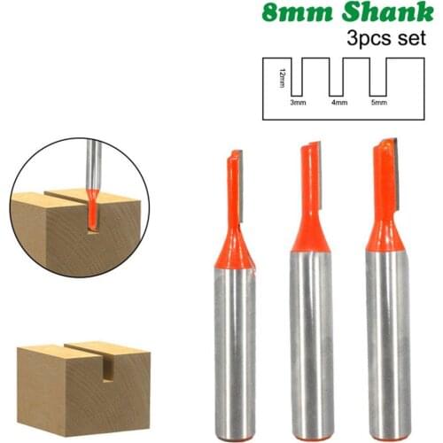 3pcs/set Shank Straight Router Bit Tungsten Carbide Single Flute Bit Wood Milling Cutter For Woodwork Tool