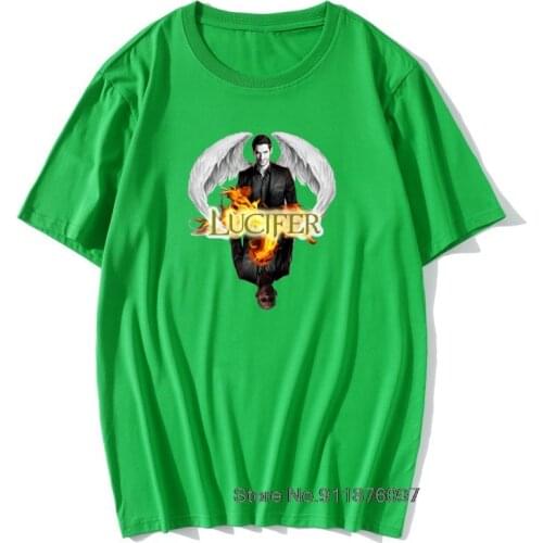 Mens Lucifer T Shirts Lucifer Morningstar T-Shirt Basic Tee Shirt Graphic Fun Men 100% Cotton Tshirt