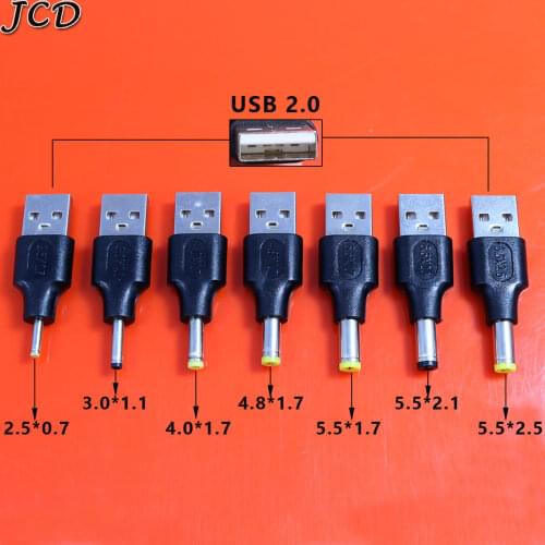 JCD 1pcs USB 2.0 Power Plug Converter To 5.5 x 2.1 2.5*0.7 3.0*1.1 4.0 4.8*1.7 5.5*1.7 5.5*2.5 mm 5V DC Power Adapter Connector