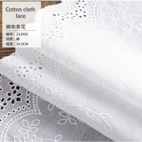 3Y-5Yard/Lot Width 19CM 100% Cotton Cloth Embroidered Lace Fabrics Womens Clothing Diy Lace Trim Home Textile Accessories