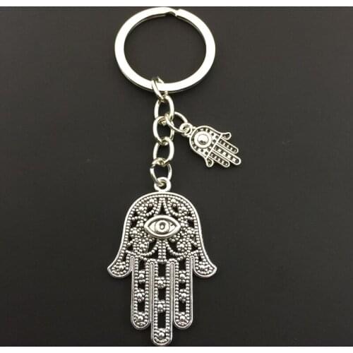 Hot sale keychain wholesale and retail fashion evil eye silver plated key ring handmade alloy keychain