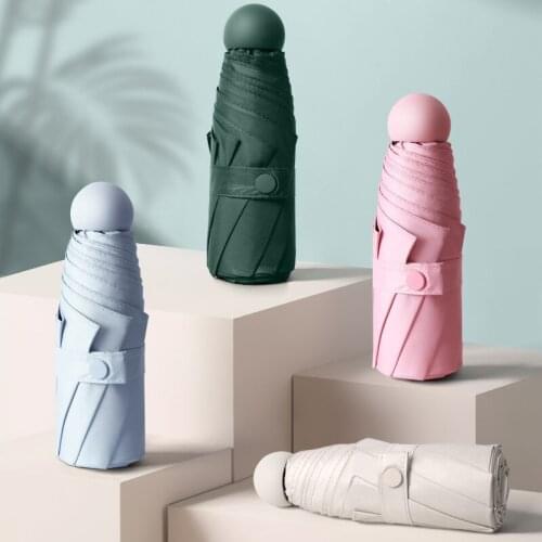 Five-holding Pocket Umbrella Ultra-Light Small Fresh Mini Dual-Purpose Folding Umbrella Goddess Sunscreen Sun Students