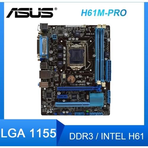 ASUS H61M-PRO Desktop Motherboard LGA 1155 Intel H61 USB 3.0 DVI-D Micro-ATX used Motherboard