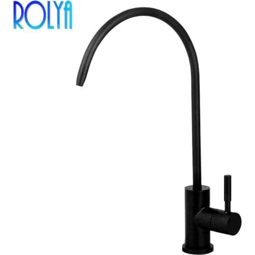 ROLYA Matte Black Osmosis 1/4 " Inch Universal Reverse Water Filtration Tap Clean Purified Water Kitchen Faucet Brushed Nickel