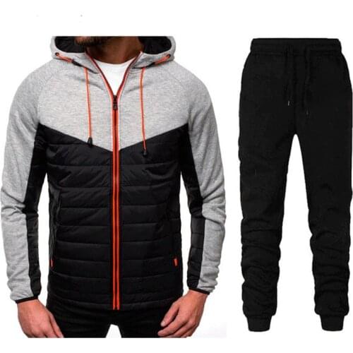 Hot Sale Winter Jackets Sets Mens Casual Cotton Baseball Streetwear Slim Warm Coats + Pants Brand Male Windproof Clothing