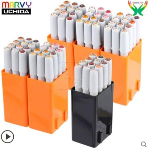 MARVY Elastic soft headed marker set for students 12/24/36skin color 24/36/72/168color Alcoholic ink marker drawing art supplies
