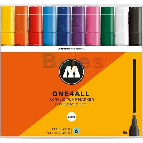 Molotow ONE4ALL Acrylic Paint Marker Set, 4mm, High-covering, Premium Acrylic-based Pigment Paint , Art Supplies