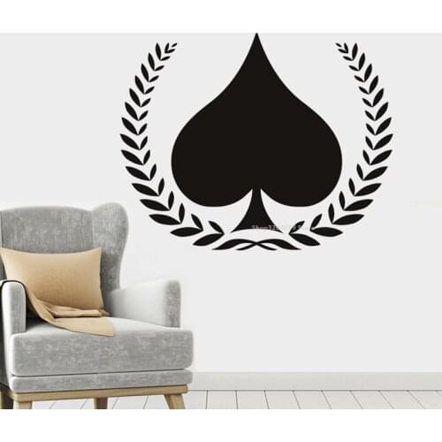 Ace Of Spades Wreath Card Games Wall Sticker Willow branch ornament Art mural Removable Chess Gambling Poker Room decal DG367