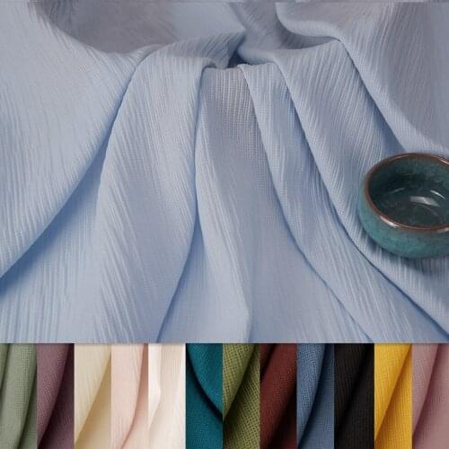 1Meter New Thousand Wrinkled Hemp Chiffon Fabric Plain Thin Dress Shirt Baby Clothing Fabric DIY