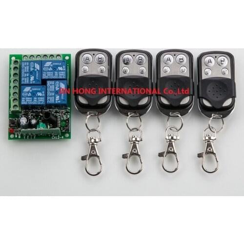 Hot sale DC12V 4CH RF Wireless Remote Control Switch System 4 transmitter & receiver relay Receiver Smart Home Switch