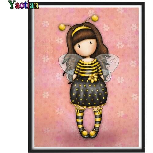 Full Square Round 5D DIY Diamond Painting Cartoon Girl Diamond Mosaic Cross Stitch Kit Embroidery Diamond Mazayka, Wall Art