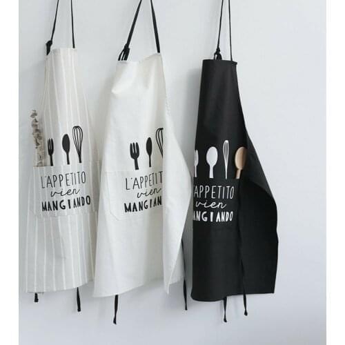 Simple Sleeveless Apron Kitchen Restaurant Letter Men Women Bib Cooking Aprons Gift With Pocket Natural Wipe Hands
