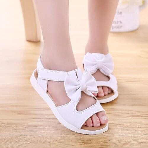 Girls sandals genuine leather white pink red open toe flowers summer girls shoes kids shoes wide chaussure size 21-36