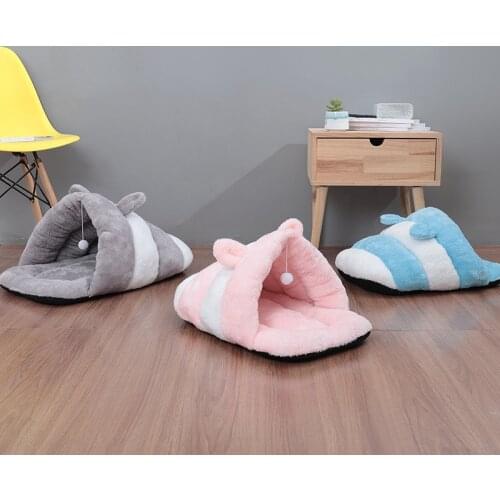 Pet Dog Bed Cloud Cotton Slippers Style Bed Warming Dog House Soft Sofa Lovely Soft Suitable Cat Dog Bed House For Pets Cushion