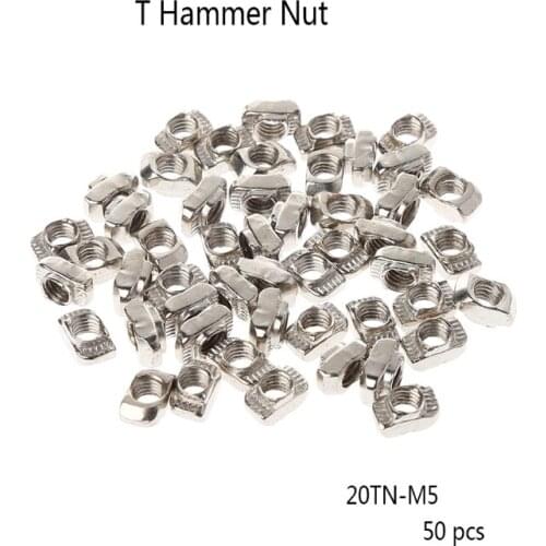 50Pcs/Set Printer M5 T Hammer Nut Fastener Connector For 2020 Profile N58A