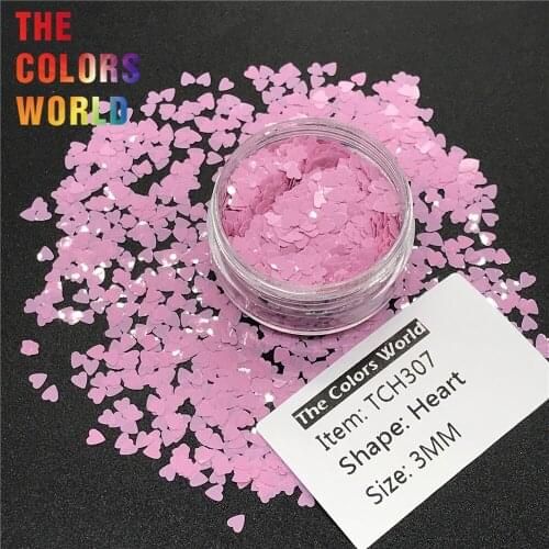 TCT-215 Solvent Resistant Matte Colors Heart Shape 3MM Glitter Nail Art Decoration Nail Polish Gel Makeup Handwork Crafts DIY