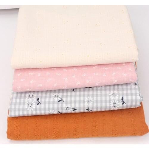 IBOWS Chiffon Fabric Embroidery Printing Cloth Sheets For Masks Dress Sewing DIY Crafts Material By The Yard 45*145cm/pc