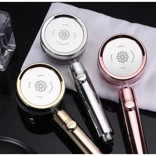 360 Degrees Rotating Double-sided Turbocharged Shower Head with Switch on/off Button High Pressure Water Saving Shower