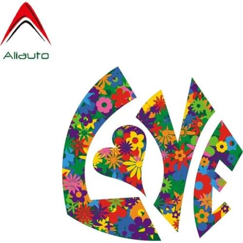 Aliauto Love Flower Power Car Sticker Reflective Funny PVC Decal for BMW Volkswagen Polo Golf Audi Renault Toyota,12CM*12CM