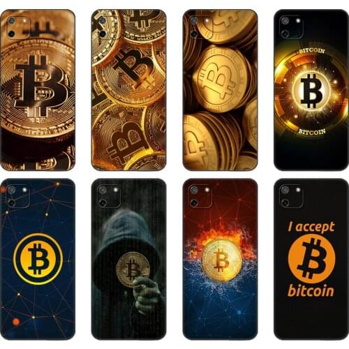 Black tpu Case For OPPO Realme C11 C20 C21 Case Back Cover Bumper BITCOIN coins Funny