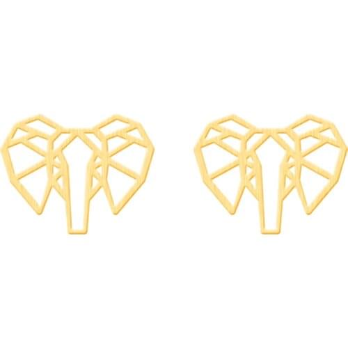 Rose Gold Origami Elephant Earings Fashion Jewelry Stainless Steel Charm Animal Stud Earrings For Women Pendientes Mujer bff