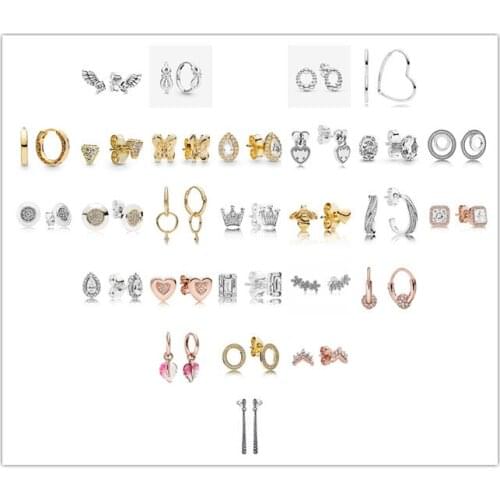 925 Sterling Silver Pandora Earring Beaded Circle Stud Earrings For Women Wedding Party Jewelry