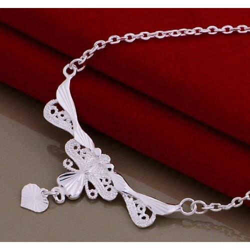 AN797 Hot Silver Plated Necklaces For Women Silver 925 Jewelry Fashion Jewelry Pendant Big Cat Heart /bubaklia Bkyakcfa