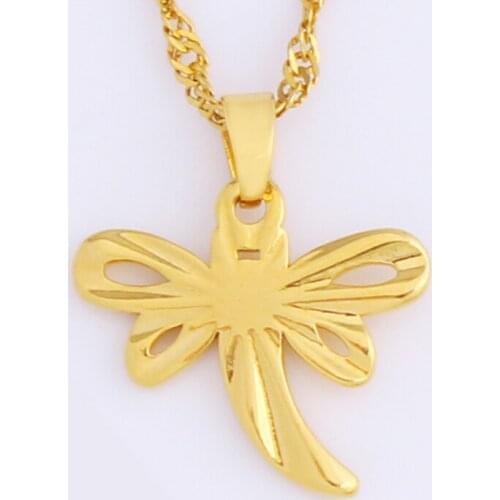 Gold Dragonfly Pendant Simple Design For Party Womens Gift Fashion Jewelry