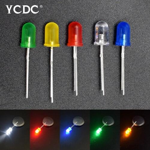 100pcs /lot 3mm 5mm LED Emitting Diode Assorted Kit White Green Red Blue Yellow DIY Light Emitting Diode F5 F3 bright clear